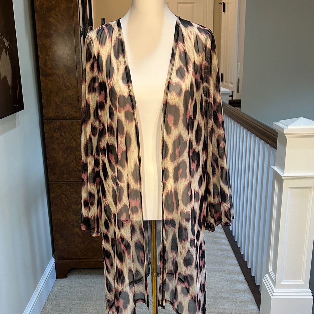 Brittany Humble Chic Animal Print Sheer Kimono